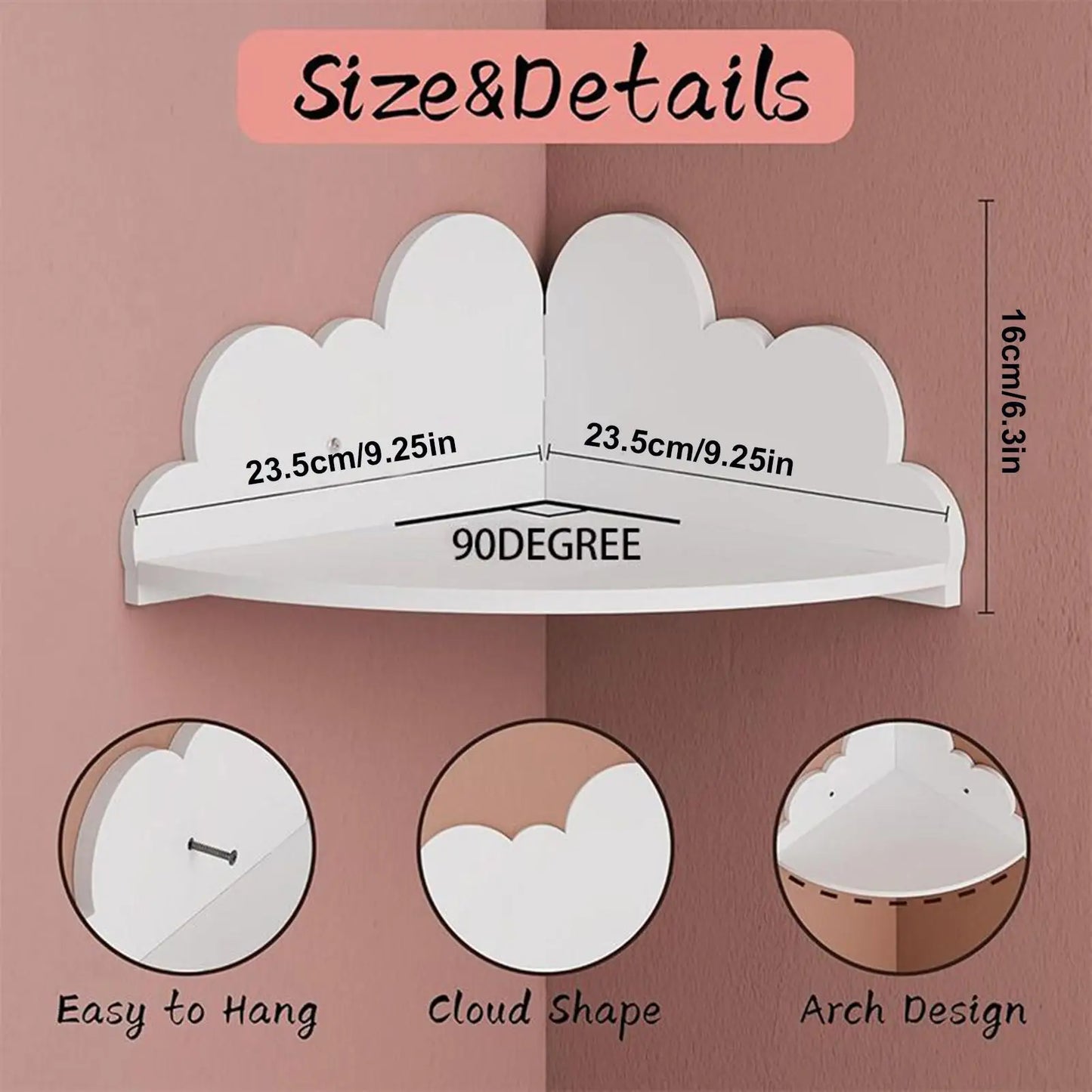 Estantes de Pared Esquineros Nube de Madera Set de 3 Flotantes