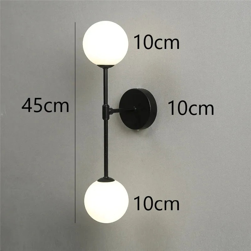 Aplique de Pared LED Moderno con Doble Esfera de Cristal