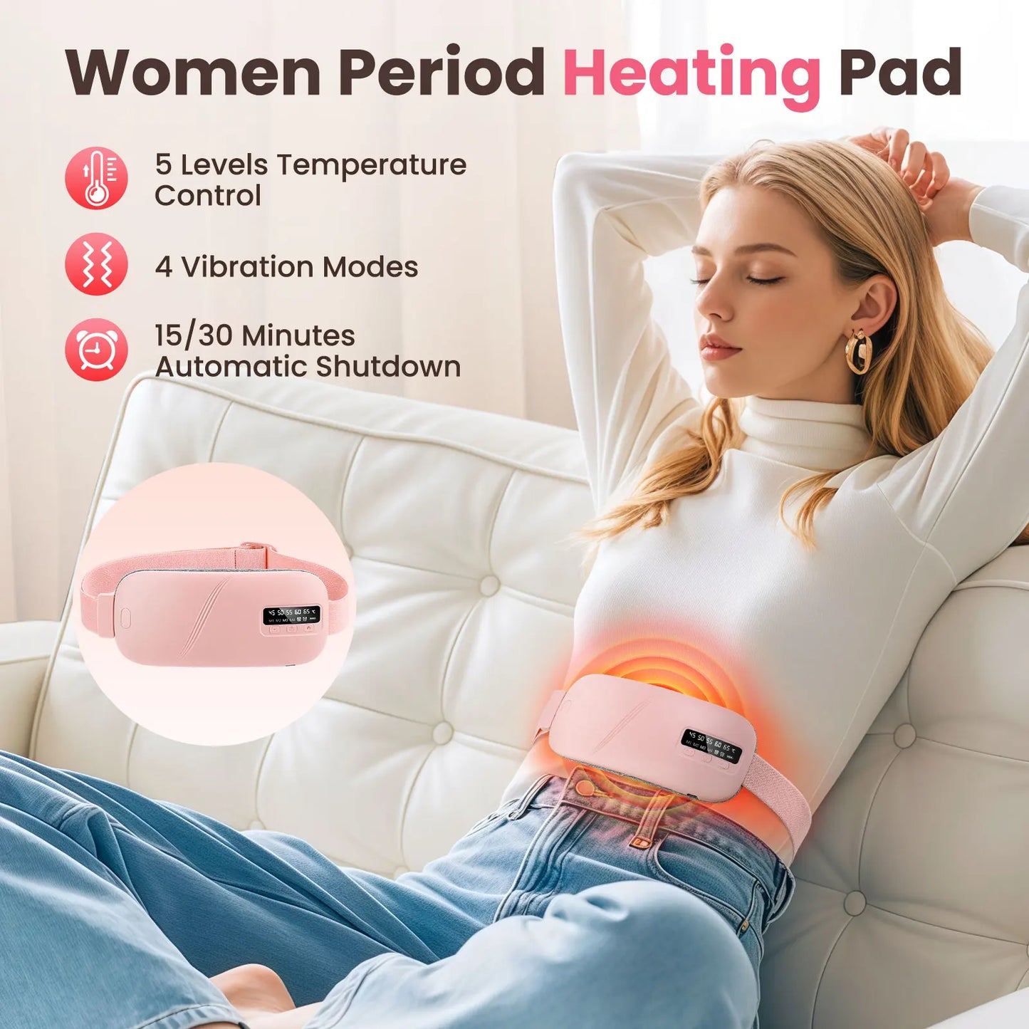 Cinturón térmico masajeador abdominal recargable