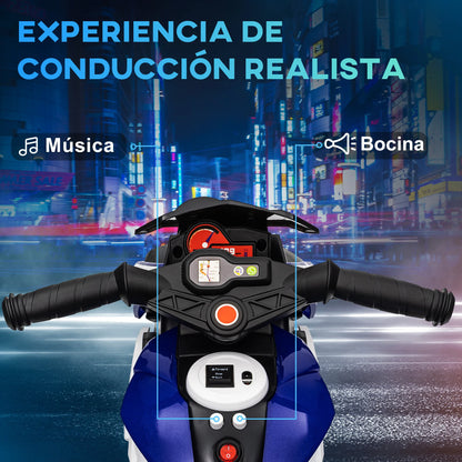 Moto Eléctrica Infantil 3+ con Luces y Música – Azul