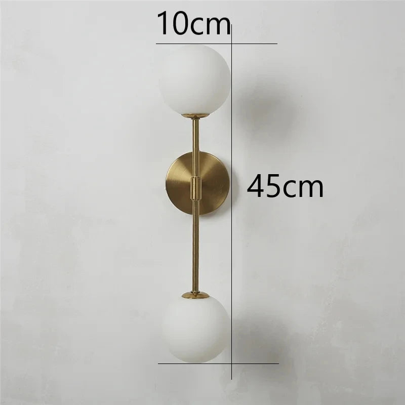 Aplique de Pared LED Moderno con Doble Esfera de Cristal