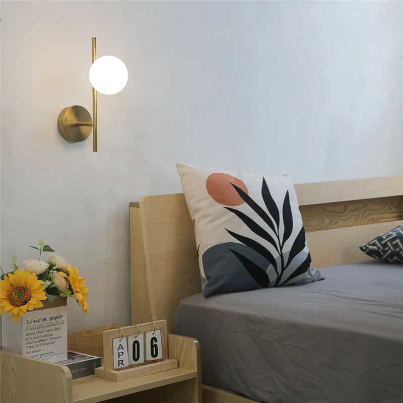 Aplique de Pared LED Moderno con Doble Esfera de Cristal