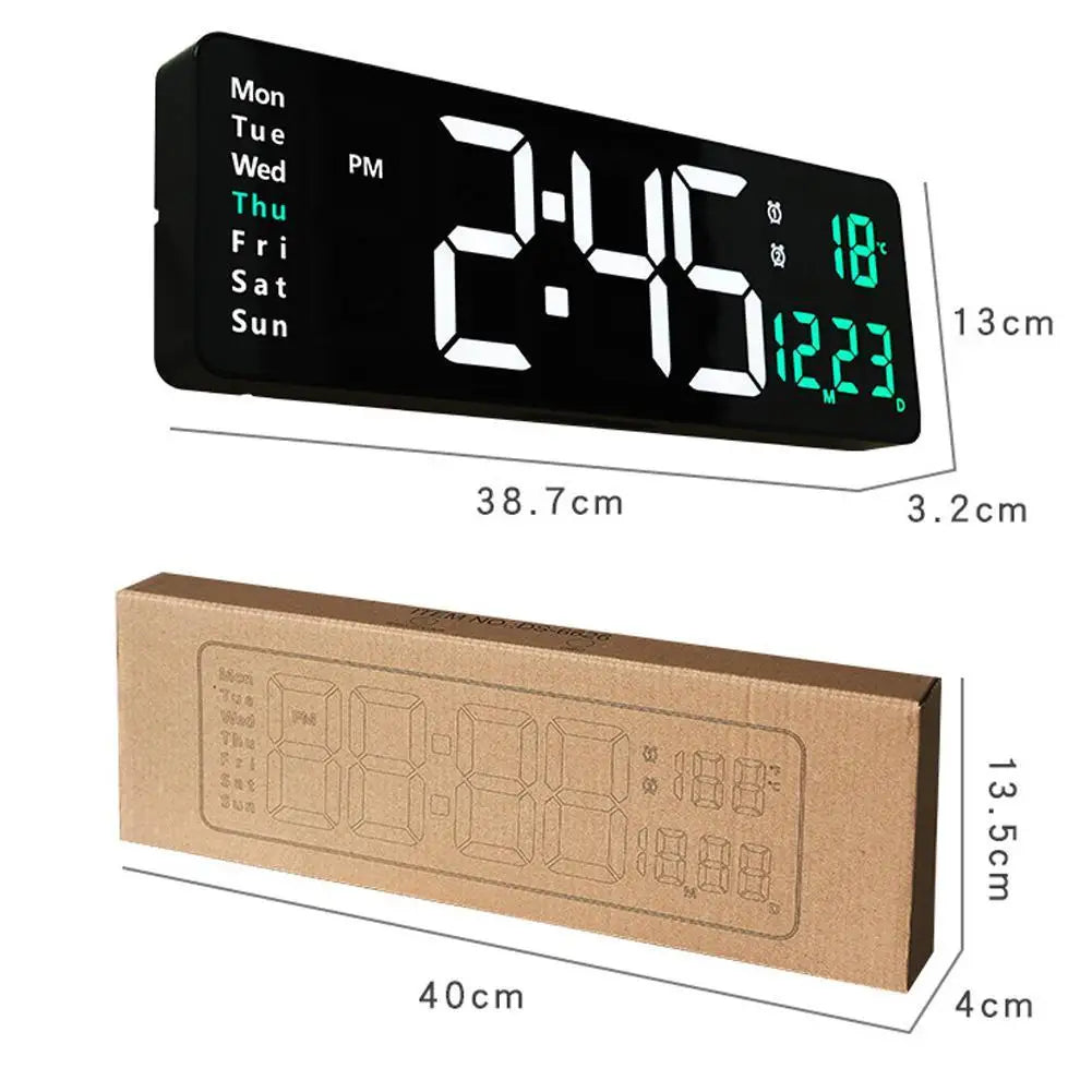Reloj Digital de Pared LED Grande con Mando y Temperatura