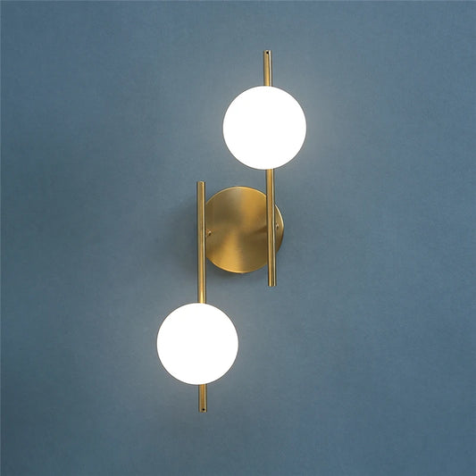 Aplique de Pared LED Moderno con Doble Esfera de Cristal