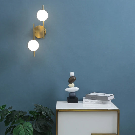 Aplique de Pared LED Moderno con Doble Esfera de Cristal
