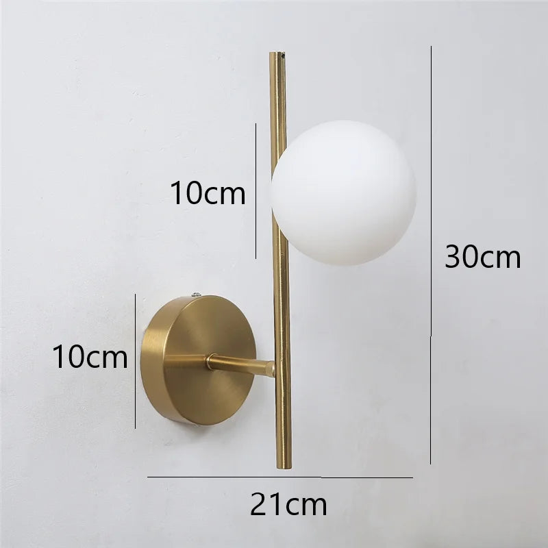 Aplique de Pared LED Moderno con Doble Esfera de Cristal