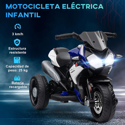 Moto Eléctrica Infantil 3+ con Luces y Música – Azul