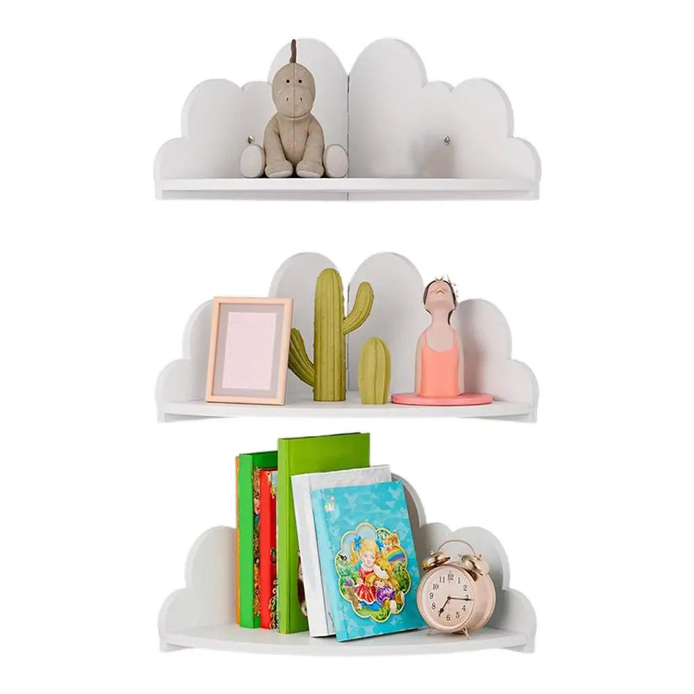 Estantes de Pared Esquineros Nube de Madera Set de 3 Flotantes