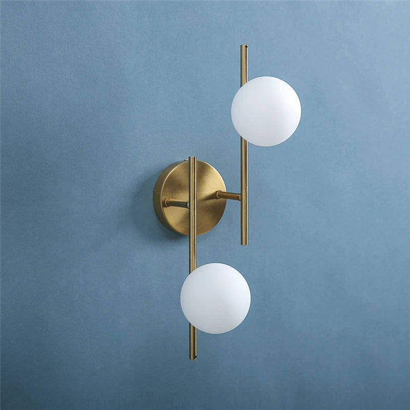 Aplique de Pared LED Moderno con Doble Esfera de Cristal