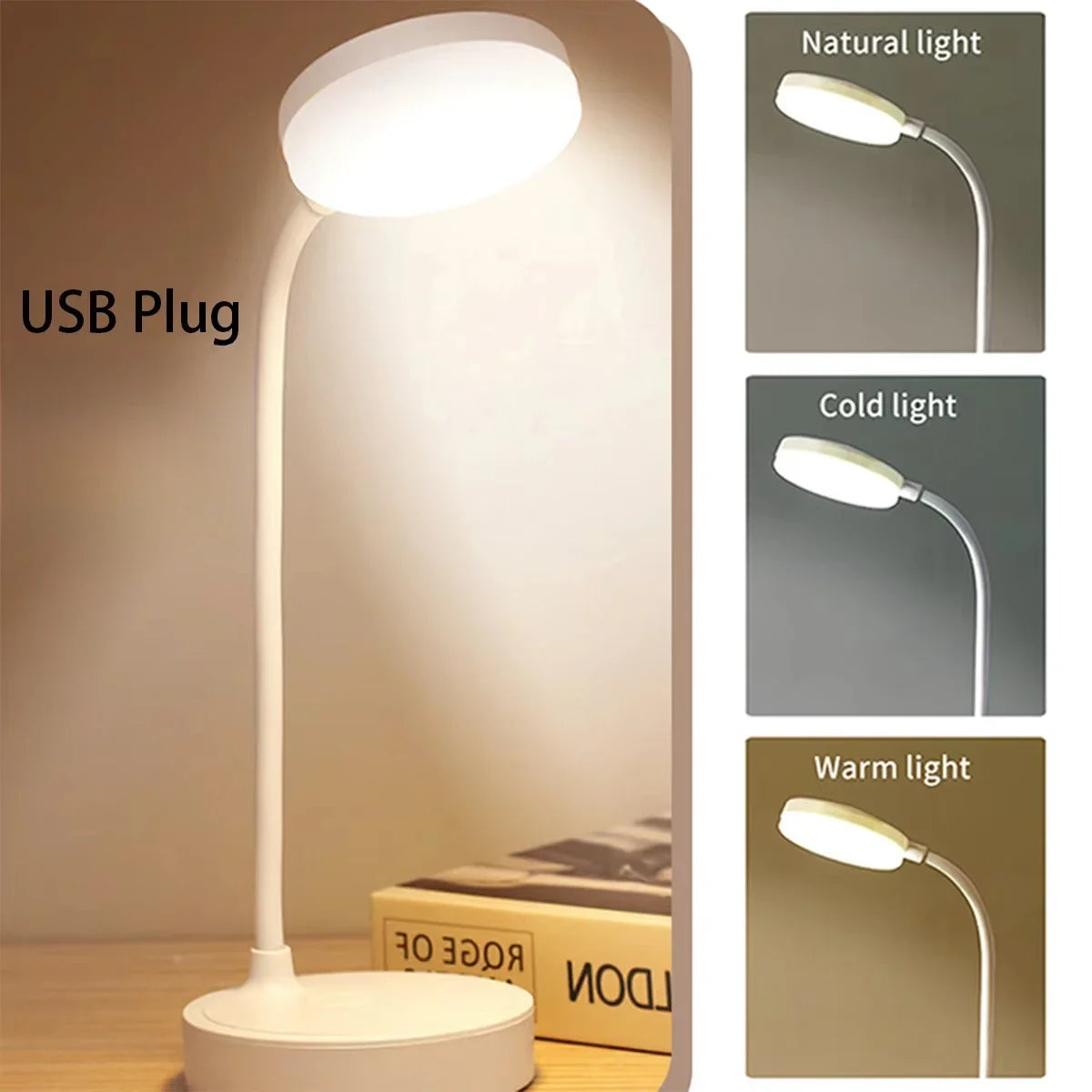 Lámpara de Escritorio LED USB Regulable con Cuello Flexible