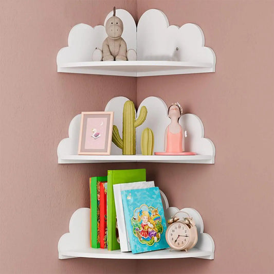 Estantes de Pared Esquineros Nube de Madera Set de 3 Flotantes
