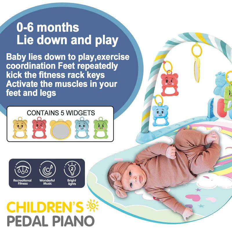 Gimnasio Musical para Bebé con Piano, Manta y Juguetes Colgantes