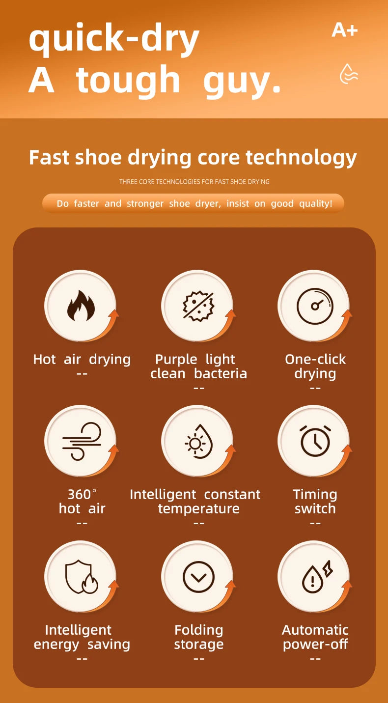 Secador de zapatos eléctrico con temporizador