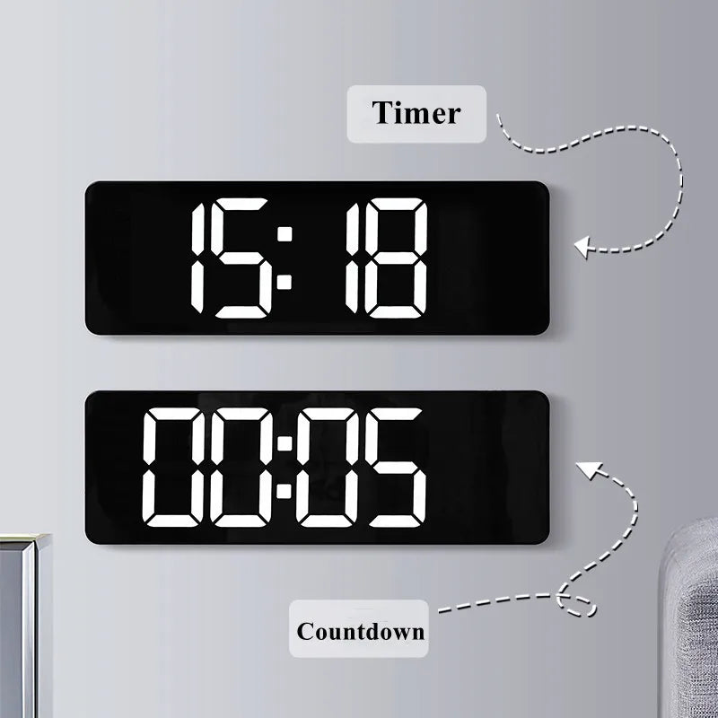 Reloj Digital de Pared LED Grande con Mando y Temperatura