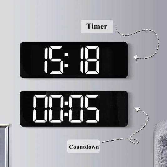 Reloj Digital de Pared LED Grande con Mando y Temperatura