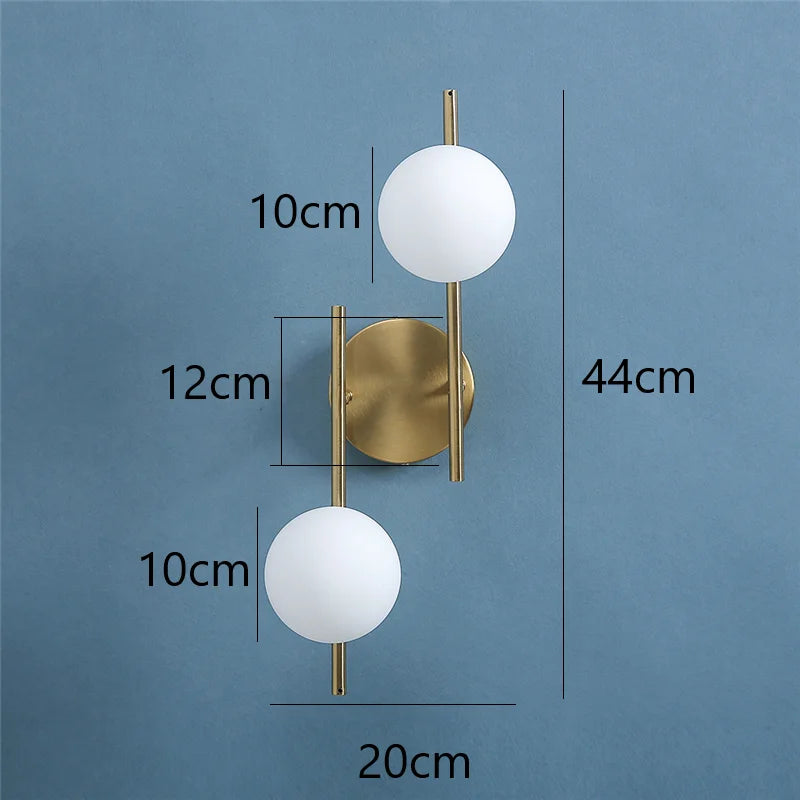 Aplique de Pared LED Moderno con Doble Esfera de Cristal