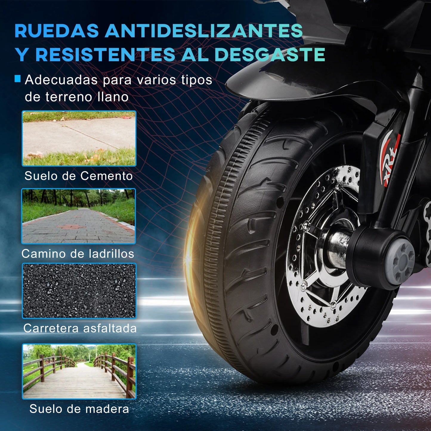 Moto Eléctrica Infantil 3+ con Luces y Música – Azul